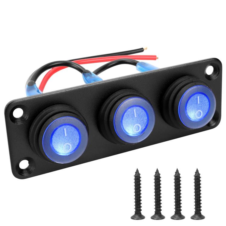 Round Waterproof Marine Panel Switch With LED Light, 1 Button Red, 2 Button Red, 3 Button Red, 4 Button Red, 5 Button Red, 6 Button Red, 1 Button Blue, 2 Button Blue, 3 Button Blue, 4 Button Blue, 5 Button Blue, 6 Button Blue, 1 Button Green