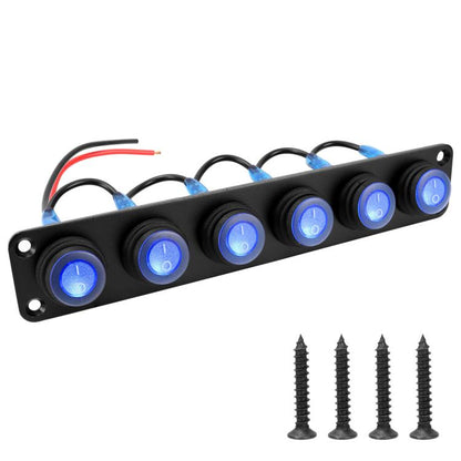 Round Waterproof Marine Panel Switch With LED Light, 1 Button Red, 2 Button Red, 3 Button Red, 4 Button Red, 5 Button Red, 6 Button Red, 1 Button Blue, 2 Button Blue, 3 Button Blue, 4 Button Blue, 5 Button Blue, 6 Button Blue, 1 Button Green
