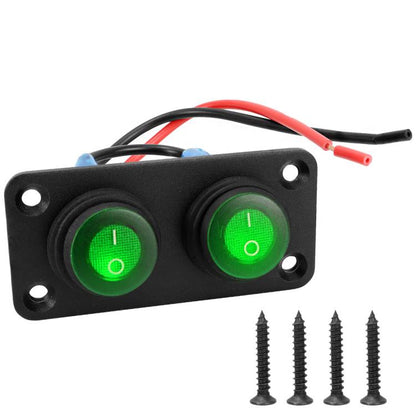 Round Waterproof Marine Panel Switch With LED Light, 1 Button Red, 2 Button Red, 3 Button Red, 4 Button Red, 5 Button Red, 6 Button Red, 1 Button Blue, 2 Button Blue, 3 Button Blue, 4 Button Blue, 5 Button Blue, 6 Button Blue, 1 Button Green