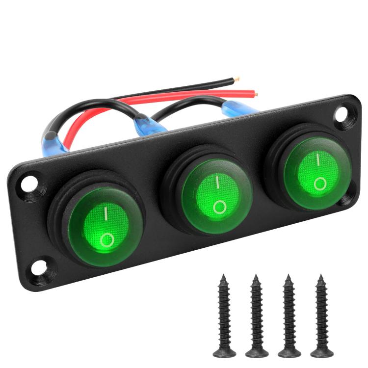 Round Waterproof Marine Panel Switch With LED Light, 1 Button Red, 2 Button Red, 3 Button Red, 4 Button Red, 5 Button Red, 6 Button Red, 1 Button Blue, 2 Button Blue, 3 Button Blue, 4 Button Blue, 5 Button Blue, 6 Button Blue, 1 Button Green