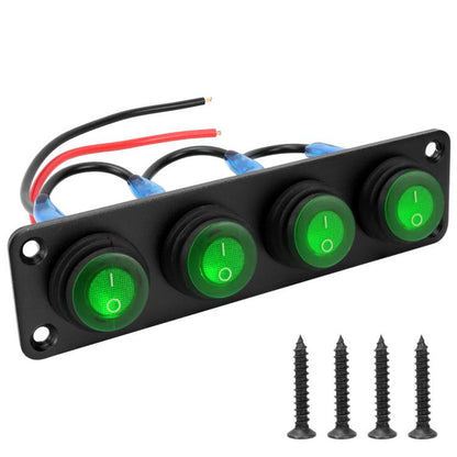 Round Waterproof Marine Panel Switch With LED Light, 1 Button Red, 2 Button Red, 3 Button Red, 4 Button Red, 5 Button Red, 6 Button Red, 1 Button Blue, 2 Button Blue, 3 Button Blue, 4 Button Blue, 5 Button Blue, 6 Button Blue, 1 Button Green
