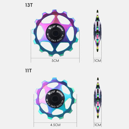 WEST BIKING YP0719490 Bike Jockey Wheel With Metal Bearings Road Bike Rear Derailleur Jockey Wheel, 11T Black, 11T Red, 11T Colorful, 13T Black, 13T Red, 13T Colorful