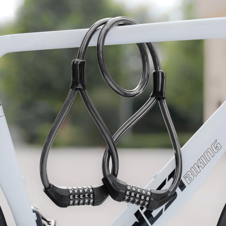 WEST BIKING YP0705127 Bike Double-Headed Steel Cable Lock With Password Cycling Anti-Theft Lock