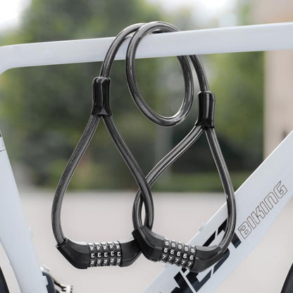 WEST BIKING YP0705127 Bike Double-Headed Steel Cable Lock With Password Cycling Anti-Theft Lock