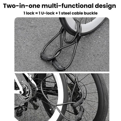 WEST BIKING YP0705127 Bike Double-Headed Steel Cable Lock With Password Cycling Anti-Theft Lock