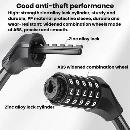 WEST BIKING YP0705127 Bike Double-Headed Steel Cable Lock With Password Cycling Anti-Theft Lock