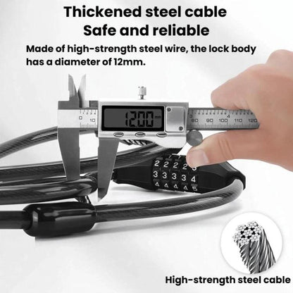 WEST BIKING YP0705127 Bike Double-Headed Steel Cable Lock With Password Cycling Anti-Theft Lock