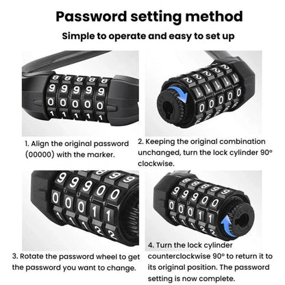 WEST BIKING YP0705127 Bike Double-Headed Steel Cable Lock With Password Cycling Anti-Theft Lock