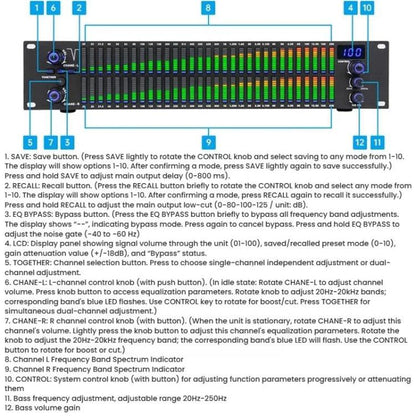 EQ-A32 Digital Equalizer Stage Home Karaoke Noise Reduction Audio Processor, EU Plug, US Plug, UK Plug, AU Plug