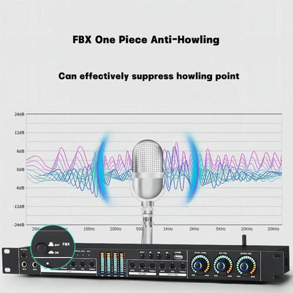 FX12L Preamp Effects Processor Bluetooth USB Home Stage Feedback Suppression Anti-Howling Processor, US Plug, EU Plug, UK Plug, AU Plug