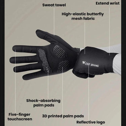 WEST BIKING YP0211278 3D Printed Cycling Anti-Slip Gloves Shock-Absorbing Full Finger Bike Gloves, M, L, XL, 2XL