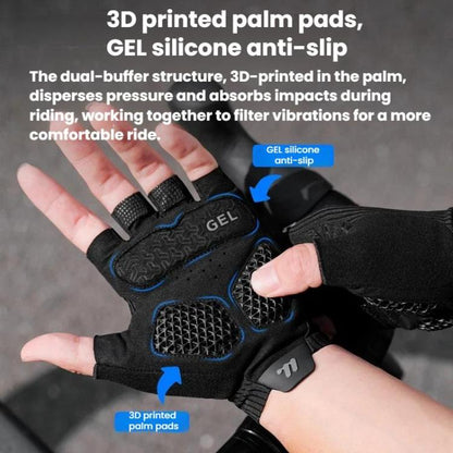 WEST BIKING YP0211274 3D Printed Half Finger Cycling Gloves Shock-Absorbing Anti-Slip Riding Gloves, M, L, XL, XXL