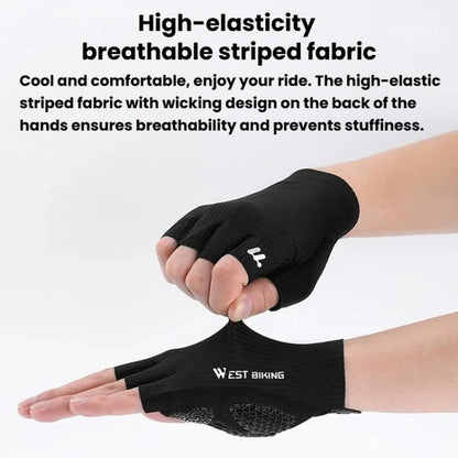 WEST BIKING YP0211274 3D Printed Half Finger Cycling Gloves Shock-Absorbing Anti-Slip Riding Gloves, M, L, XL, XXL