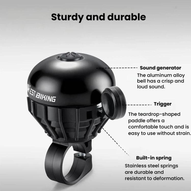 WEST BIKING YP0706061 Bike Thumb Bell Aluminum Alloy Loud & Compact Bicycle Bell
