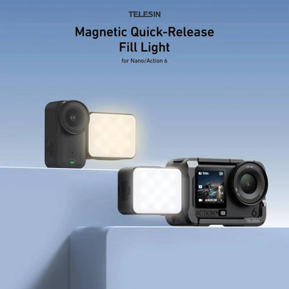 For DJI Osmo Action 6 / Nano TELESIN Magnetic Quick Release Fill Light Dual Color Temperature With 25 LEDs