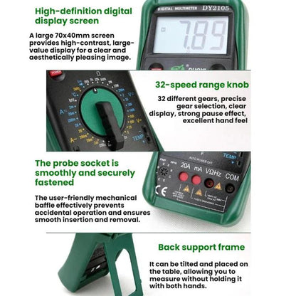 DUOYI AC/DC Voltage Resistance Testing Anti-Burn Digital Multimeter, DY2105