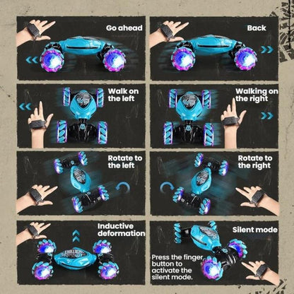 Shockproof Crash-Resistant Stunt Twist Car With Lights Rechargeable Remote Control Toy Car, Dual Remote Control Blue, Dual Remote Control Pink, Dual Remote Control Grey, Single Remote Control Blue, Single Remote Control Pink, Single Remote Control Grey