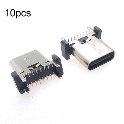 10pcs 16Pin USB Type-C Female Vertical SMT Connector Socket Charging Port, Height 10.0mm, Height 10.5mm