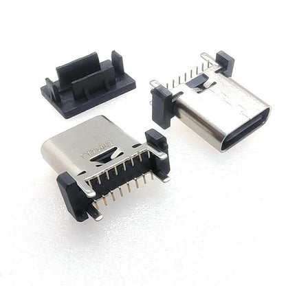 10pcs 16Pin USB Type-C Female Vertical SMT Connector Socket Charging Port, Height 10.0mm, Height 10.5mm