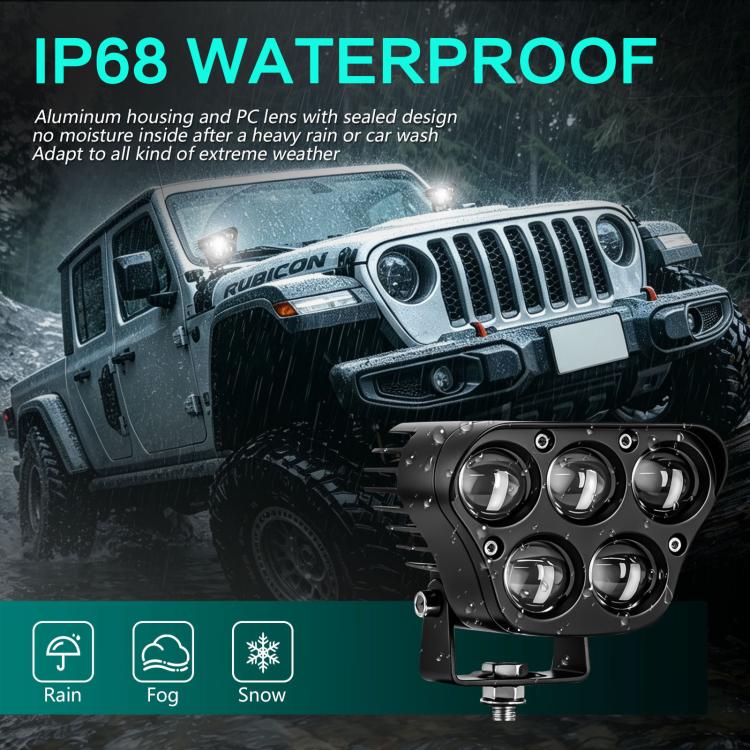 50W 5-Inch High-Power Yellow-White Spotlight For Cars And Trucks, E11, E11+1 to 2 Three-prong Wire Harness