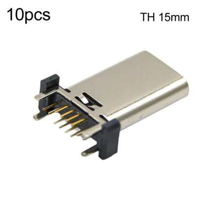 10pcs 16-Pin USB Type-C Female Connector PD Fast Charge Port, TH 9.3mm, TH 10.0mm, TH 10.5mm, TH 13mm, TH 13.7mm, TH 15mm, TH 16.5mm, TH 17.5mm, TH 18.5mm, SMT 9.3mm, SMT 13.0mm, SMT 13.7mm, SMT 15.0mm, SMT 17.5mm, SMT 18.5mm