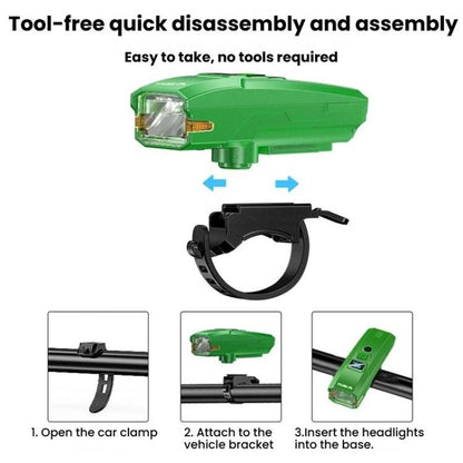 SMILING SHARK QX-D435A Kids Bike Headlight With Light Control Sensor Digital Display Portable Flashlight With Horn