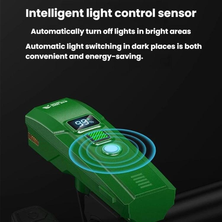 SMILING SHARK QX-D435A Kids Bike Headlight With Light Control Sensor Digital Display Portable Flashlight With Horn