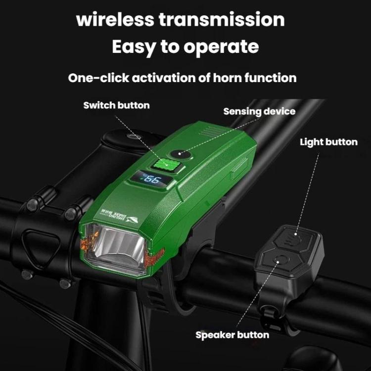 SMILING SHARK QX-D435A Kids Bike Headlight With Light Control Sensor Digital Display Portable Flashlight With Horn