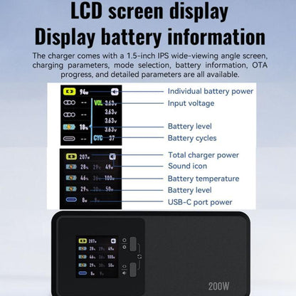 For DJI Air 3 / 3S LKTOP UC342 200W 3-Channel Charger Aerial Photography Charging Butler, US Plug, EU Plug
