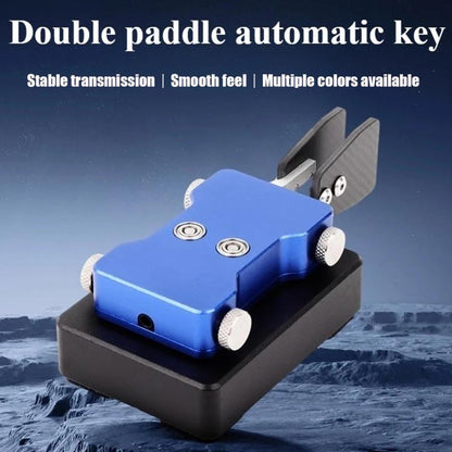 3.5mm Audio Dual-paddle Automatic Key Shortwave Radio Morse Code, Titanium Gray, Blue, Red