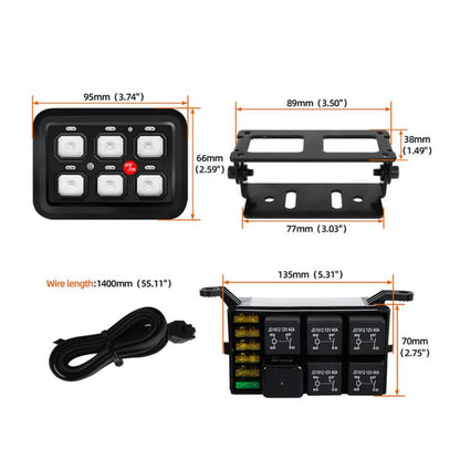 Car Modified Spotlight Control Switch Assembly Panel Button Switch, 6 Gang, 8 Gang