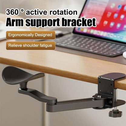 Ergonomic Computer Desk Arm Rest 360-degree Rotating Desk Clamp Arm Support Bracket Keyboard Armrest Extender