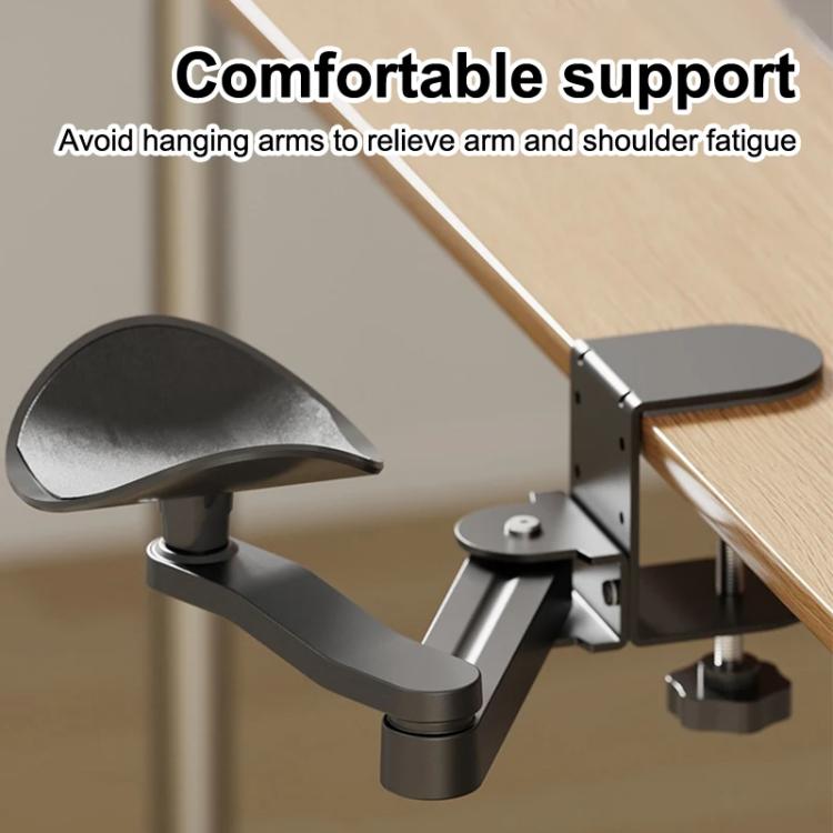Ergonomic Computer Desk Arm Rest 360-degree Rotating Desk Clamp Arm Support Bracket Keyboard Armrest Extender