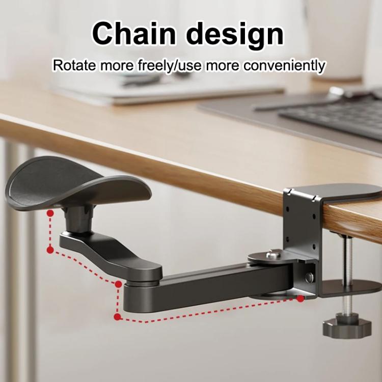 Ergonomic Computer Desk Arm Rest 360-degree Rotating Desk Clamp Arm Support Bracket Keyboard Armrest Extender