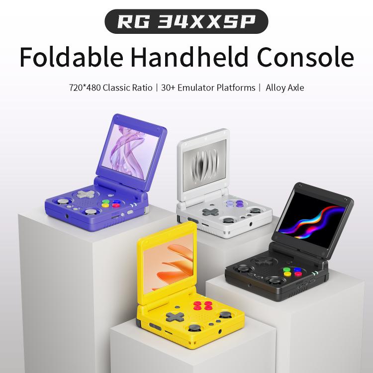 ANBERNIC RG 34XXSP 3.4-inch IPS Linux Retro Console, Quad-Core Cortex-A53, 5G WiFi, Clamshell with Dual Joysticks, 64G, 64G+128G, 64G+256G