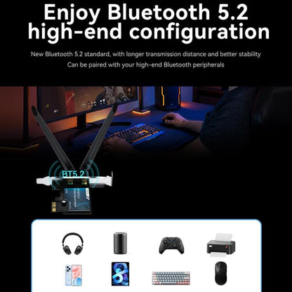 VegGieg 2 In 1 Desktop Gigabit PCIe Wireless Network Adapter, AX1800 PCI-E to WIFI 6 + Bluetooth 5.2/5dB