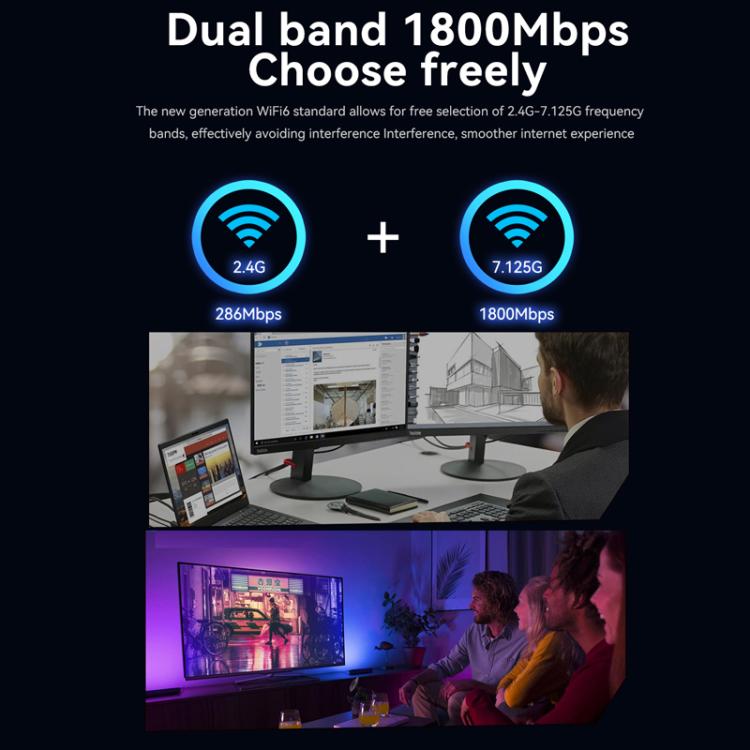 VegGieg 2 In 1 Desktop Gigabit PCIe Wireless Network Adapter, AX1800 PCI-E to WIFI 6 + Bluetooth 5.2/5dB