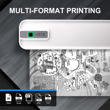 Wireless Rechargeable Thermal Printer Supports 2-inch to 8.5-inch Paper for PDF, Files, Images, and Tattoo Paper, HZTZ A4RJ 200dpi White, HZTZ A4RJ 200dpi Black, HZTZ A4RJ PRO 300dpi White, HZTZ A4RJ PRO 300dpi Black