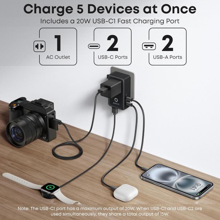 ANKER A9215 Multi-Country Adapter 20W Fast Charging PD Smart Distribution Universal Portable Charger