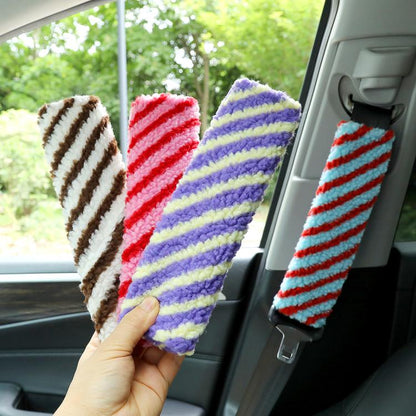 2pcs Car Seatbelt Lamb Wool Shoulder Pad Decoration