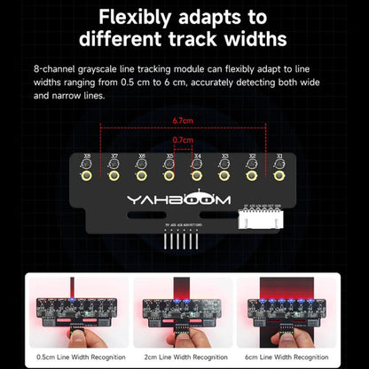 YAHBOOM 8-Channel Grayscale Line Tracking Sensor Module For Smart Car Robots