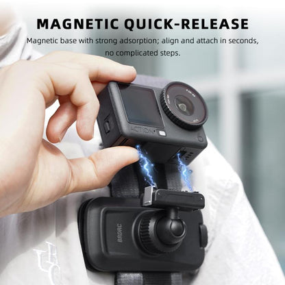 BRDRC Action Cameras Magnetic Quick-release Backpack Shoulder Strap Slip, For DJI Action 6 / Nano, For DJI Action 3 / 4 / 5Pro / Osmo 360, For Insta360 Ace Pro 1 / 2 / ACE / X5, For Gopro, 1/4 Interface