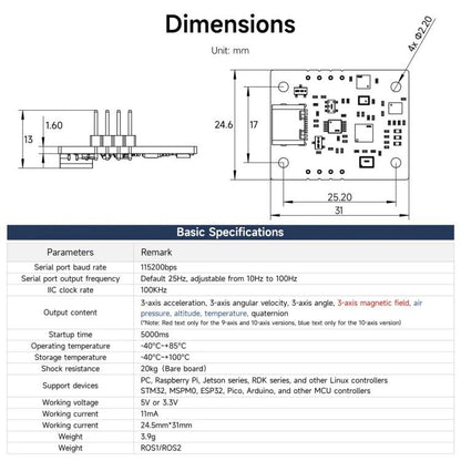 IMU Sensor Module AHRS Support ROS1 ROS2 for Jetson Raspberry Pi, YAHBOOM 6-axis, YAHBOOM 9-axis, YAHBOOM 10-axis