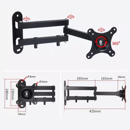 Telescopic Rotating Monitor Mount Wall Bracket for 10-24 Inch TV LCD Screens, 116B