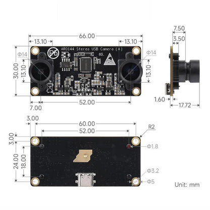 WAVESHARE AR0144 2MP Stereo USB Camera Module, 32695