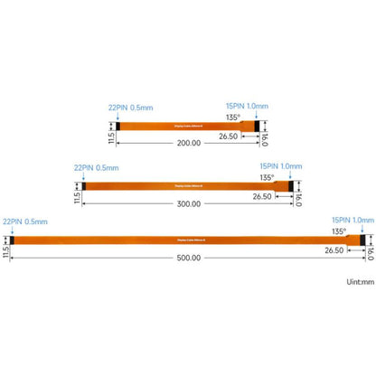 Waveshare For Raspberry Pi 5 DSI FPC Flexible Cable B 22PIN To 15PIN For DSI Displays, 200mm, 300mm, 500mm