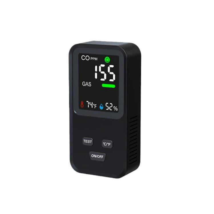 4-In-1 Plug-In Gas Detector Carbon Monoxide Combustible Gas Temperature Humidity Monitor With High Sensitivity & Alarm, US Plug, DM340 Black, DM340  White