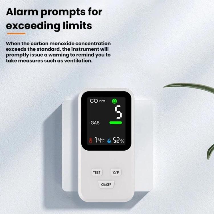 4-In-1 Plug-In Gas Detector Carbon Monoxide Combustible Gas Temperature Humidity Monitor With High Sensitivity & Alarm, US Plug, DM340 Black, DM340  White