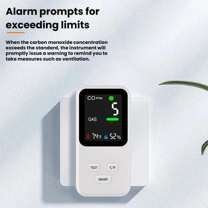 4-In-1 Plug-In Gas Detector Carbon Monoxide Combustible Gas Temperature Humidity Monitor With High Sensitivity & Alarm, US Plug, DM340 Black, DM340  White