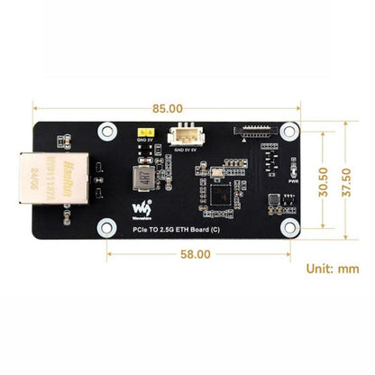 PCIe T 2.5G ETH Board For Raspberry Pi 5, 33042